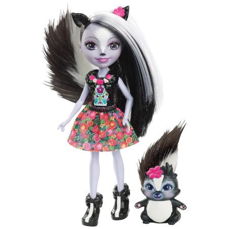 Lėlė Enchantimals Skunkiukė Segė su gyvūnėliu