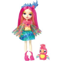 Lėlė Enchantimals Papūga Peeki su gyvūnėliu
